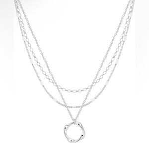 Elegant Silver Triple-Layer Necklace